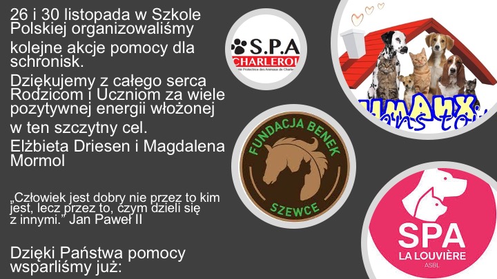 Dziękujemy za wsparcie naszej biblioteki oraz schronisk dla zwierząt.