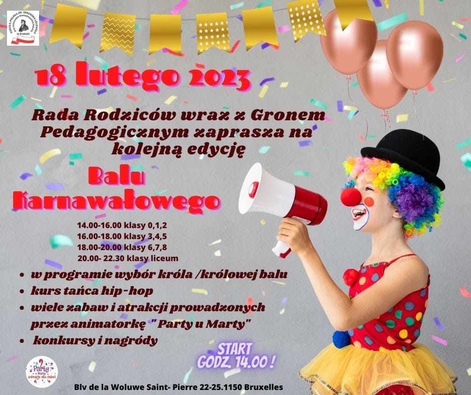 CZAS NA PARTY –  SERDECZNIE ZAPRASZAMY NA BAL KARNAWAŁOWY🎈🎈🎈